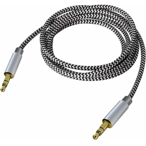 Câble d'extension de câble audio stéréo 3,5 mm mâle à mâle en nylon tressé 3 pieds/1 m câble AUX sans enchevêtrement (noir) (1/5)