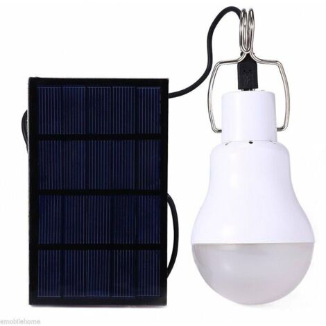 VURAHOME - Lampe solaire portable à ampoule LED à énergie solaire avec panneau solaire pour jardin, terrasse, intérieur, extérieur, randonnée, camping, tente, éclairage de pêche (1/5)