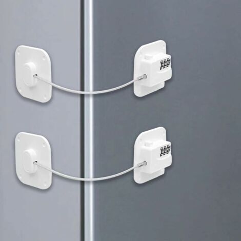 VURAHOME - Blanc Serrure de Porte de Réfrigérateur à Combinaison Code, 2 Pack Verrou de Securite Fenetre Enfant avec Adhésif para Frigo Placards Armoires, Sans Clé