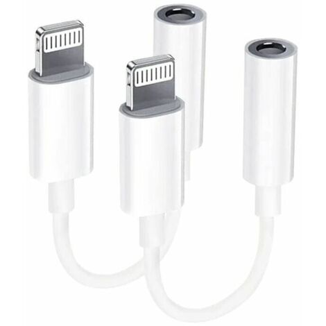 【2 Pack】Adaptateur Lightning vers jack 3,5 mm Adaptateur casque de certification MFI pour iPhone Séparateur de câble audio AUX Compatible avec iPhone 13/12/11/XS/XS Max/XR/ pour tous les systèmes iOS (1/4)