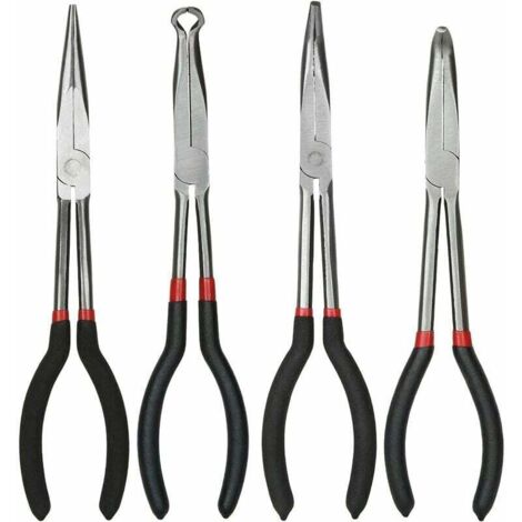 Pinces et pinces Ensemble de pinces à bec effilé de 11 pouces/28 cm, ensemble de 4 pinces à bec long, pinces à long bec droites, pinces à 45 degrés, pinces à bec effilé à 90 degrés et pinces circulair (1/5)