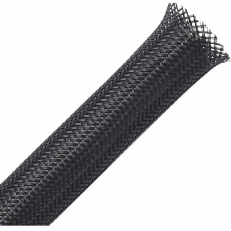 VURAHOME - 13mm-30m Gaine Câble Tressée Extensible Manchon de Câble Cache Fil Rangement Câble Protege Câble pour Câbles Automobiles Fils - Noir (1/4)