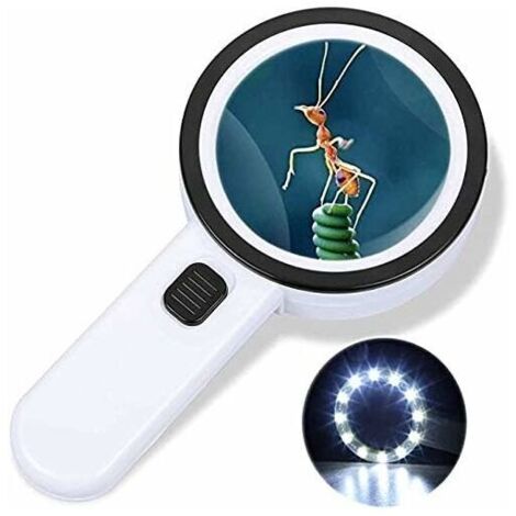 VURAHOME - Loupe De Lecture 30X Avec 12 Led 105 Mm Loupe De Lecture Sans Distorsion Avec Double Lentille En Verre (1/5)