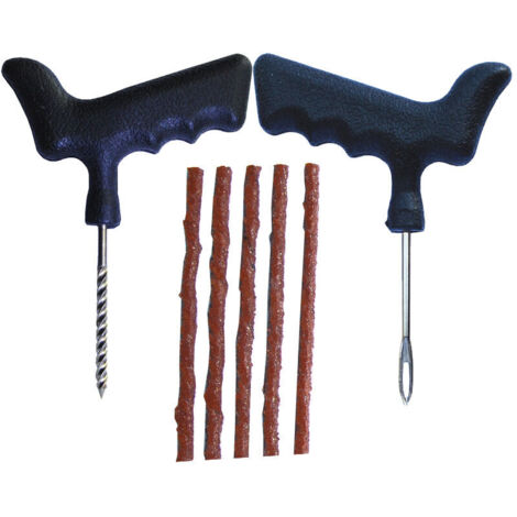 VURAHOME - 2 outils avec 5 bandes Embouts Tubeless auto-vulcanisants Kits de réparation de pneus avec perceuses Kits de réparation de pneus pour crevaisons de pneus de voiture (1/5)