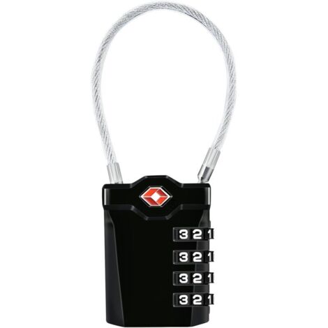 VURAHOME - Cadenas à bagages, Lot de 2 voyage à combinaison à 4 chiffres Cadenas à combinaison de 14 cm de câble flexible pour valise, sacoche de bagage, etc. (Noir, 1 Pack)