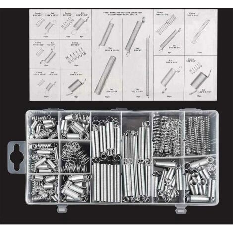 200 pièces Assortiment de ressorts Ressorts de traction Divers petits ressorts d'extension et de compression avec boîte de rangement