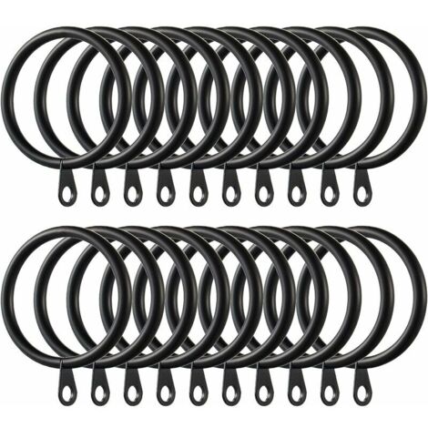 VURAHOME - Anneaux de Rideau, Anneaux de Suspension en Métal pour Rideaux et Tringles, Diamètre Intérieur 38mm (60 Pièces Noir) (1/5)