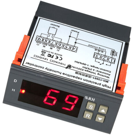 VURAHOME - Controleur D'Humidite De L'Air, Plage De Mesure 1% 99%, Avec Capteur, 10A 220V