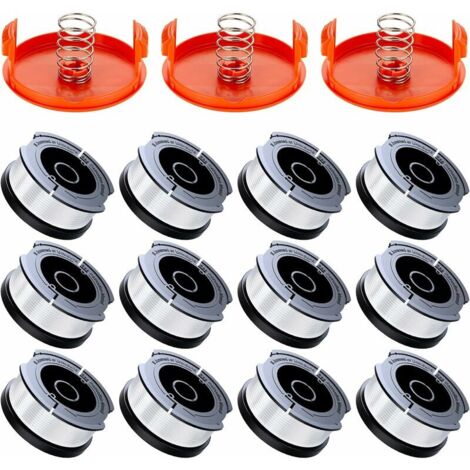 VURAHOME - 18 Pack Bobine Fil Coupe Bordure Compatible avec Black et Decker Coupe Bordures, A6481 A6485 1.65mm Bobine de Fil Debroussailleuse(12 Fil Coupe Bordure,3 Couvercle,3 Ressort) (1/5)