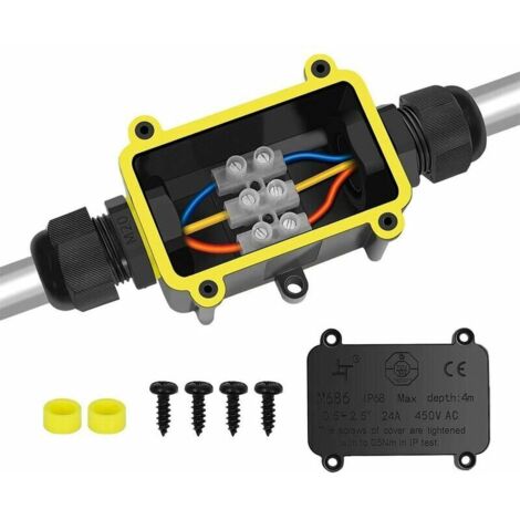 Boîte de Jonction de Plein Air IP68 Imperméable Connecteur de Câble électrique Boîtier de Raccordement 2 Voies Connecteurs Boîte pour Câble Ø 4 à 14mm - (1/5)