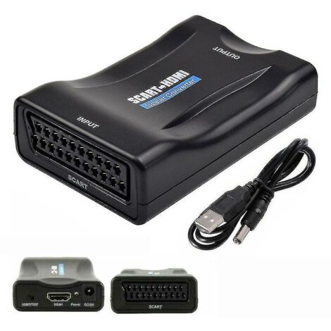 Adaptateur Péritel vers Hdmi Convertisseur audio vidéo 1080p Câble Usb pour Tv Dvd B