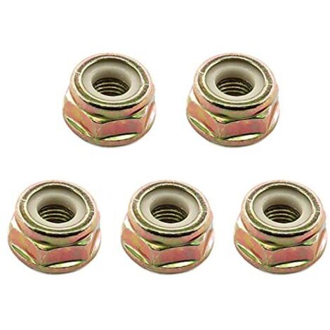 VURAHOME - Lot de 5 écrous universels filetés à gauche M10 x 1,25 pour tondeuse à gazon, débroussailleuse, débroussailleuse, débroussailleuse, tondeuse