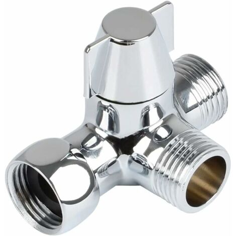 VURAHOME - Valve 3 Voies En Laiton Massif, Inverseur à 3 Voies Commutateur Vanne, Vanne DéRivation Douche à 3 Voies, Vanne D'Adaptateur En T G1 / 2", Pour Douche, Douchette Et Bras De Douche Inverseur (1/5)