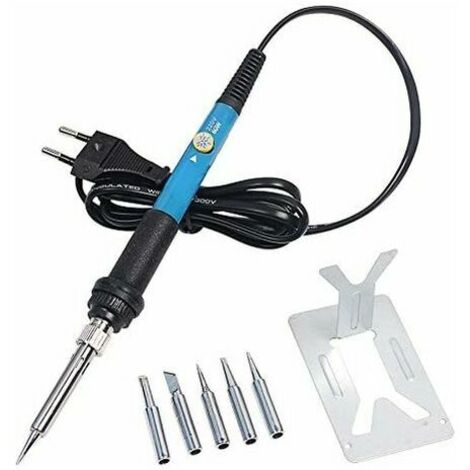 Poignée de fer à souder électrique à température réglable 60 W, outil de crayon chauffant avec pointes de fer pour souder, réparation de soudure (prise UE)