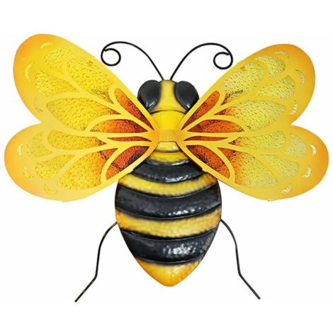 VURAHOME - 21x19.5 cm grande abeille en métal décoration murale intérieur suspendu verre décor abeille décor extérieur salon chambre (1/5)