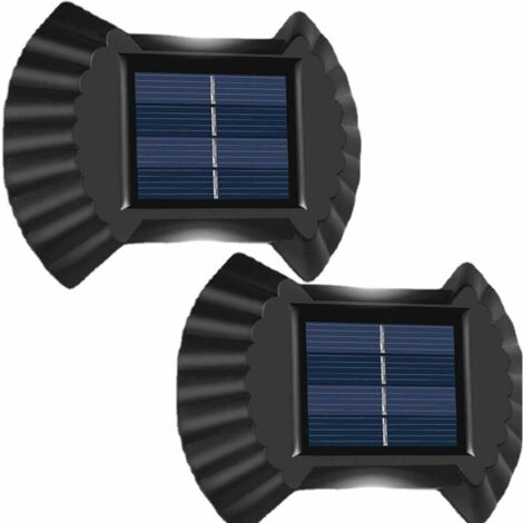VURAHOME - 2pcs Lampe Solaire Exterieur, Ip65 Étanche Éclairage Mural Décorative Lumière Blanc Chaud, Lampe Clôture Mur Terrasse Jardin Porte D'entrée Escalier Cour Allée Chemin (1/5)