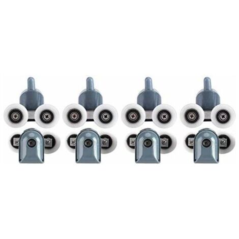 VURAHOME - Passez la souris sur l'image pour agrandir Rouleaux de porte de douche Bas et Haut Double poulies Roues Kit de remplacement de rail de salle de bain 8pcs Rouleaux haut et bas, double roue (1/5)