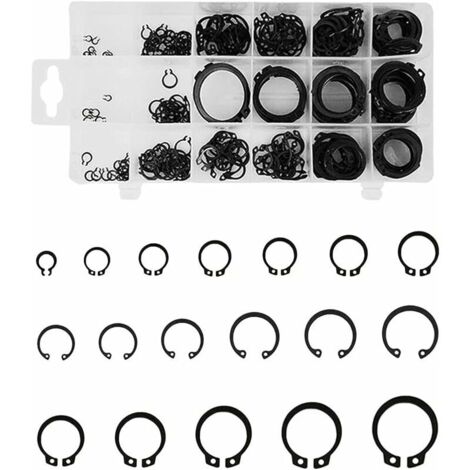 VURAHOME - Circlips Exterieur 300 Pièces Assortiment De Circlips Coffret De Assortiment Circlip Snap Assortiment Noir Circlip Kit De Retenue Externe Snap Kit Pour L'Intérieur Et L'Extérieur (1/5)