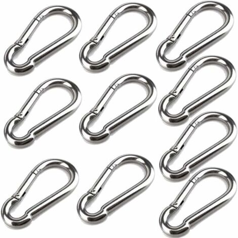 10 Mousquetons De 40 Mm X 4 Mm, Mousqueton En Acier Inoxydable 304 Avec Mousqueton, Capacité De Charge Jusqu'À Environ 80 Kg.