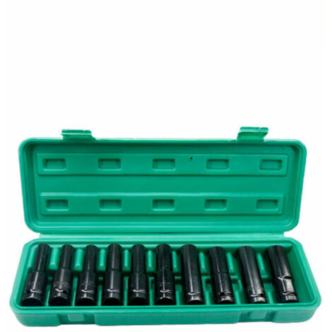VURAHOME - Jeu De Douilles A Chocs Hexagonales A Entrainement 1/2 Pouces Douille Profonde En Acier Au Carbone Avec Boite De Rangement, 10Pcs, 8-17Mm - 10Pcs, 8-17Mm (1/4)