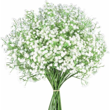 VURAHOME - 12 Pcs Babys Breath Fleurs Artificielles, Gypsophila Real Touch Fleurs pour la Fête de Mariage Décoration de Jardin à la Maison