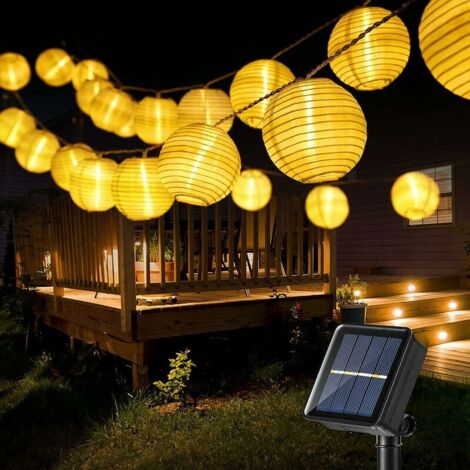 VURAHOME - Lampe Solaire Extérieure, 6M 30 LED Lanterne Guirlande Guinguette Lampion Lampe Étanche 8 Modes Décoration pour Jardin Patio Cour Balcon Patio Mariage Fête, Blanc Chaud [Classe énergétique (1/5)