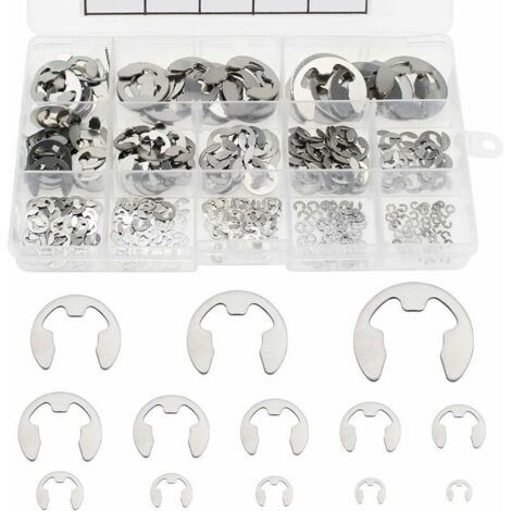VURAHOME - 400 Pièces E-Clip Anneau De Retenue Externe Snap Kit Anneau De Circlips Interne En Acier Inoxydable 13 Size M1.5 - M15 Kit Anneau E-Circlip De Assortiment Avec Boîte De Rangement (1/5)