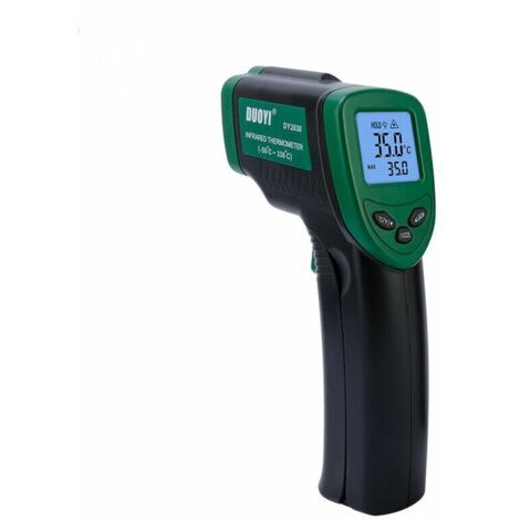 Pistolet de température Thermomètre infrarouge pour la cuisson, pistolet thermomètre laser numérique pour four à pizza et reptiles avec rétroéclairage, -50 330 ℃, émissivité réglable, Vert, 1 (1/5)