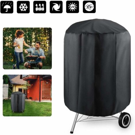 VURAHOME - Housse de barbecue, bâche de protection ronde pour barbecue anti-UV, housse anti-poussière pour terrasse de jardin avec sac de rangement, 24 x 28,5 pouces (noir) (1/5)