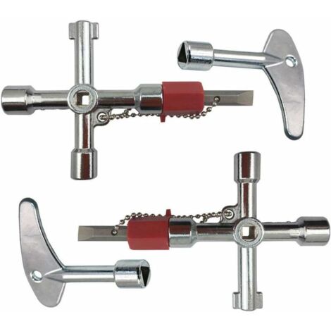 VURAHOME - Clé triangulaire 2 pièces, 2 pièces 4 voies douille plombiers utilitaire alliage carré triangle croix outil pour clé à gaz Service ascenseur électrique arrêt d'urgence (1/5)