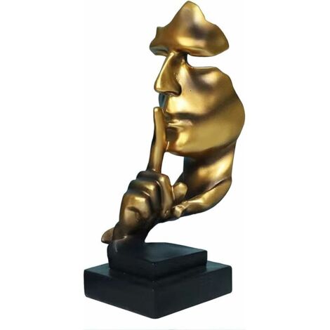 Statues et Autres Décorations Le Silence est Or Statue Abstraite Résine Artisanat Ornement Salon Bureau Bureau Ornement Cadeau Créatif 101027cm Or 1 Pièce (1/5)