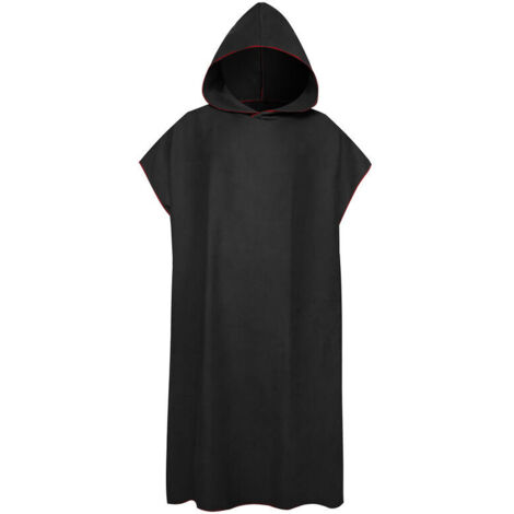 Surf Poncho Serviette a langer Peignoir a sechage rapide avec capuche Couverture de plage en microfibre Serviette de bain Serviette de bain Combinaison Poncho de plage pour adultes,modele:Noir - Noir (1/5)