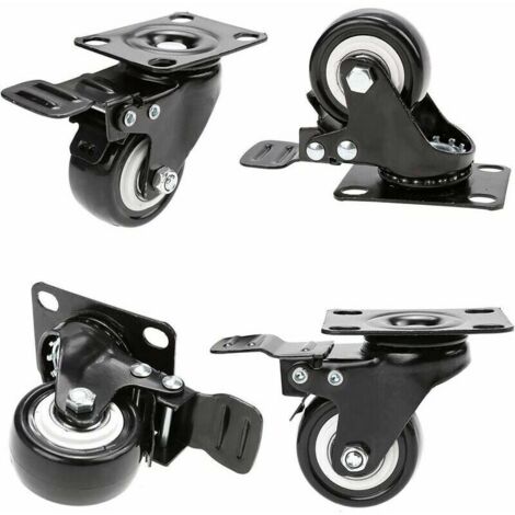 VURAHOME - 4 Roulettes pivotantes avec frein 50mm en Caoutchouc Castor Roues pour Meubles avec Capacité de 400kg, Noir (1/5)