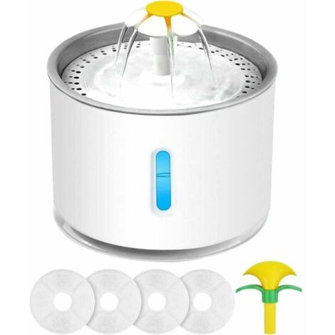 VURAHOME - Fontaine pour chat de 2,4 L, fontaine pour chat avec 4 modes de flux, 4 filtres, fenêtre de niveau d'eau LED, 2 buses, fontaine pour chat ultra silencieuse pour chiens, animaux de compagnie (1/5)
