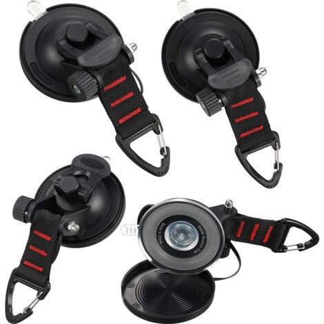 4 Pièces Ancre à Ventouse avec Fixation du Crochet d'Arrimage, Crochet de Fixation de Ventouse Auvent pour Tentes Latéral de Voiture Accessoire de Bâche de Camping