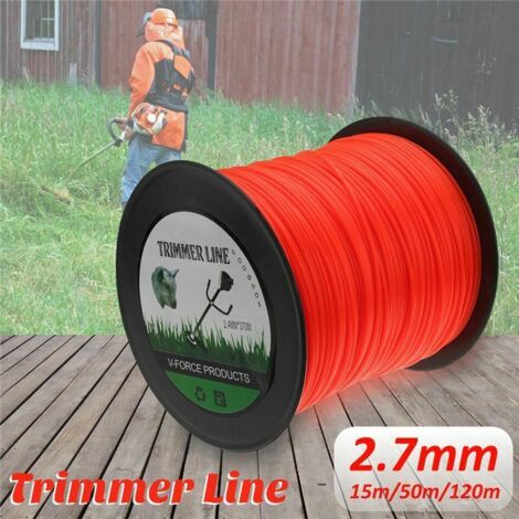 VURAHOME - 50m 120m 2.7mm Tondeuse à Gazon Corde Débroussailleuse Cordon Fil Rouleau Nylon Corde Tondeuse Ligne (50m) (1/5)