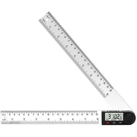 VURAHOME - BETTE Règle D'angle Numérique, Rapporteur, Mesure de Longueur 200 mm et d'Angle en Acier Inoxydable avec HOLD/Rev, Zéro et Grand Ecran LCD, Mm/Inch, pour le Travail du Bois/Construction (1/5)
