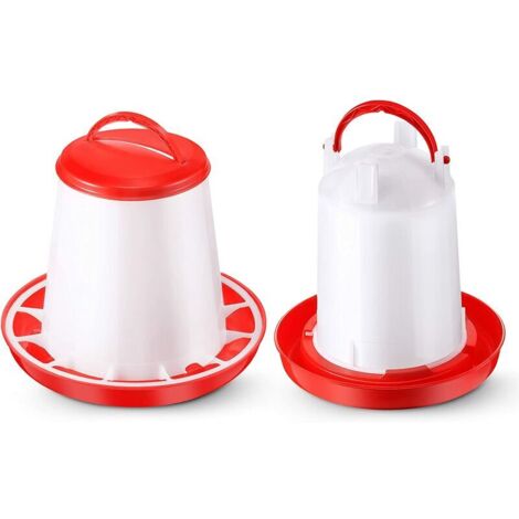 VURAHOME - Mangeoire et abreuvoir pour poussins Mangeoire à volaille suspendue Fontaine à volaille en plastique Abreuvoir à volaille pour ferme, poulailler, poulet, abreuvoir 1,5 L et mangeoire 1,5 kg