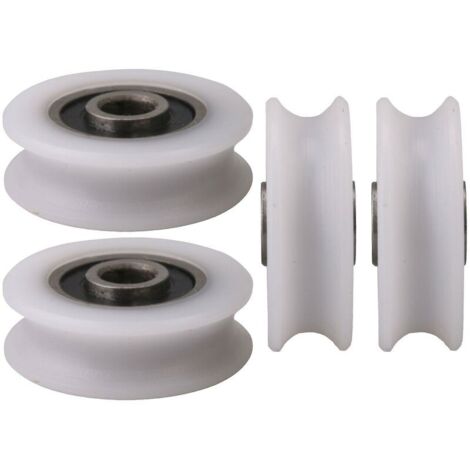 VURAHOME - 4pcs 4x20x6.5x7.4mm Blanc Intérieur Dia 4MM U-Groove Nylon Poulie Roue pour Porte Coulissante (1/3)