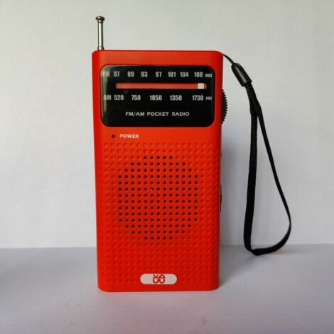 VURAHOME - Radio Portable Poste Radio Transistor Radio de Poche Petite FM AM Radio, et Haut-Parleur(rouge)