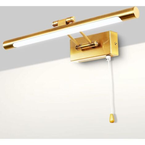VURAHOME - LED 8W IP44 Applique Murale Miroir De Salle De Bain Laiton Intérieur éclairage Avec Interrupteur, 40CM 3000K Appliques Pour Tableaux et Vitrines Bras Réglable Lampes De Lecture De Chevet th
