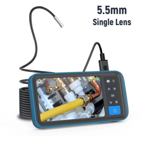 VURAHOME - Endoscope numérique à écran couleur HD de 4.5 pouces IP67 Enregistreur vidéo réglable en luminosité étanche Prise en charge de 8 langues avec tube de 5 m en forme de serpent, lentille uniqu (1/5)