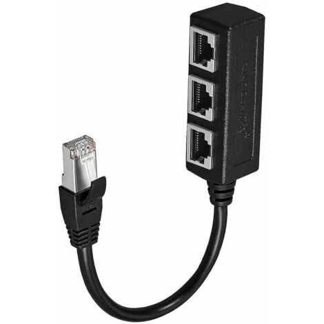Câble Répartiteur Ethernet Rj45,Adaptateur De Câble D'Extension Réseau Lan Ethernet Répartiteur Rj45 Mâle À 3 Femelles Pour Adaptateur De Connecteur De Prise Ethernet Lan Super Cat5, Cat5E, Cat6,Cat7 (1/5)