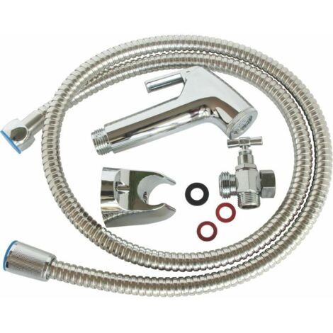 VURAHOME - Kit complet pour WC. Robinet 3 voies + Douchette ABS + Flexible 1,2m + Support - CHROME (1/3)
