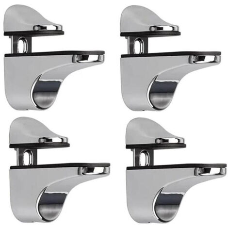 VURAHOME - Support D'étagère en Verre Réglable, 4 Pcs Support D'étagère en Verre, Pince en Verre à Fixation Murale, Support pour Étagères en Verre, pour Tablette Verre H118 (1/5)