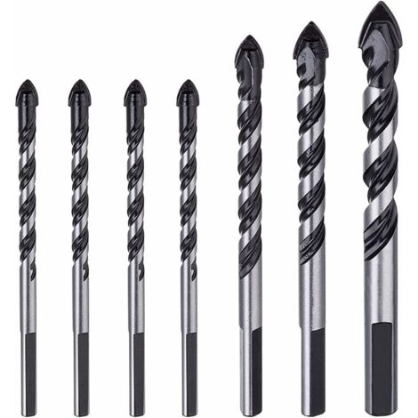 VURAHOME - Lot de 7 forets à maçonnerie en carbure de tungstène pour carrelage en porcelaine, céramique, béton, brique, mur, verre, miroir, plastique, maçonnerie, bois (6 6 6 8 10 12 mm) (1/5)