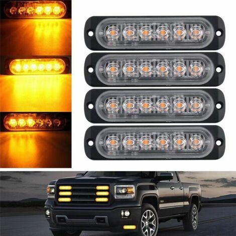 4x feux d'avertissement de véhicule, feux d'avertissement de danger pour camion, feux stroboscopiques, montage en surface à 6 LED étanche (1/5)