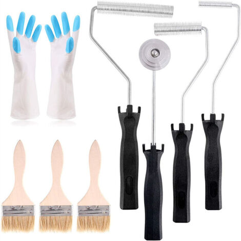 VURAHOME - Lot de 8 rouleaux en fibre de verre, poignées, gants à rouleau à bulles en résine de fibre de verre laminée avec brosse (1/5)
