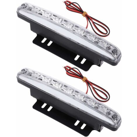 VURAHOME - 1 Paire De Lumières Led Haute Puissance Étanches 12 V 8 Led Feux De Jour Drl (Lumière Blanche)