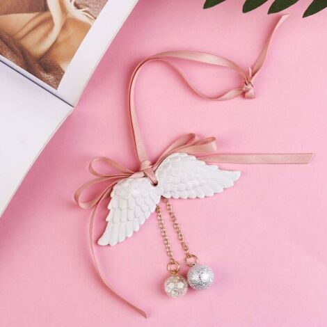 VURAHOME - Ornements De RéTroviseur De Voiture, Mariage DéCor à La Maison Forme D'Aile DéSodorisant Miroir Pendentif pour Voiture avec (Blanc) (1/5)